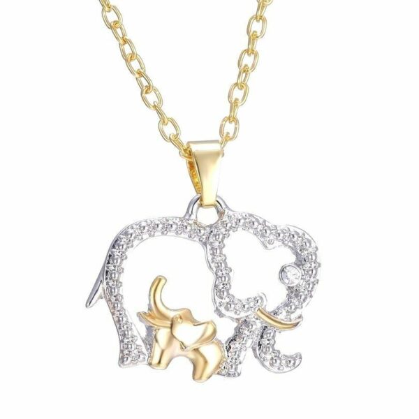 Baby And Mom Dad Elephant Necklace With Crystal Jewelry Mother's Day Gift