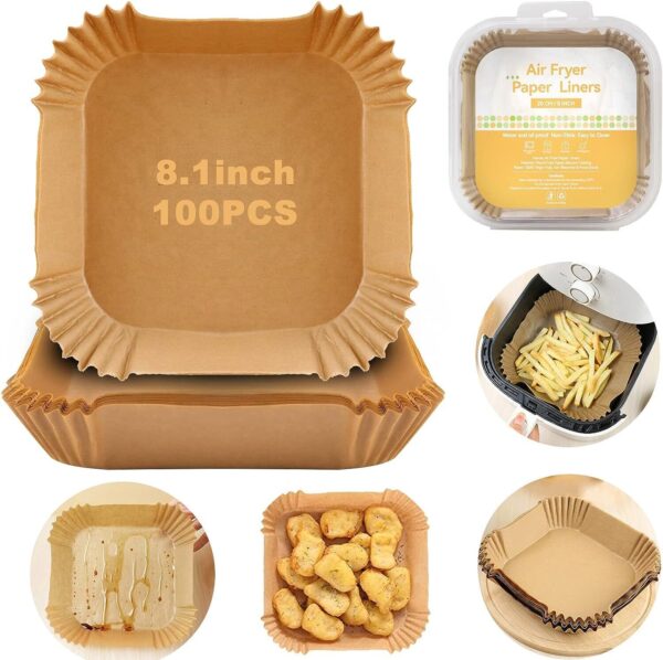 Air Fryer Disposable Paper Liners Square, 8 Inch Non-Stick Air Fryer Paper Liner 1