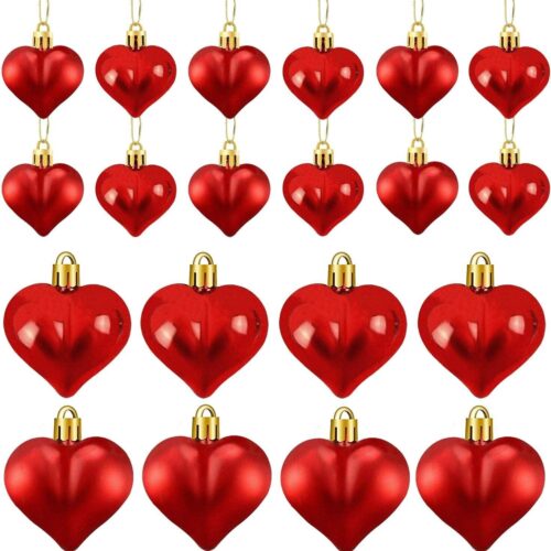 24 Pieces Christmas Heart Ornament Decorations