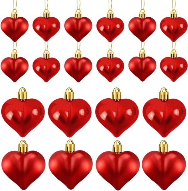 24 Pieces Christmas Heart Ornament Decorations 1