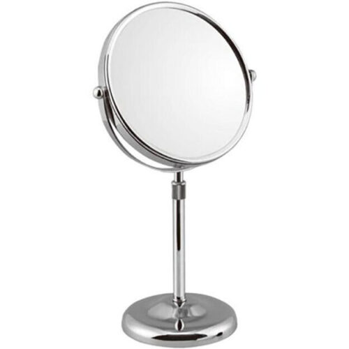 Rucci Tabletop Makeup Mirror, 6.7" Dia. x 13.5" H, 5x Mag. Chrome Finish M917