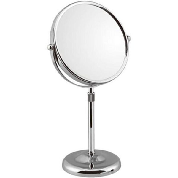 Rucci Tabletop Makeup Mirror, 6.7" Dia. x 13.5" H, 5x Mag. Chrome Finish M917 1