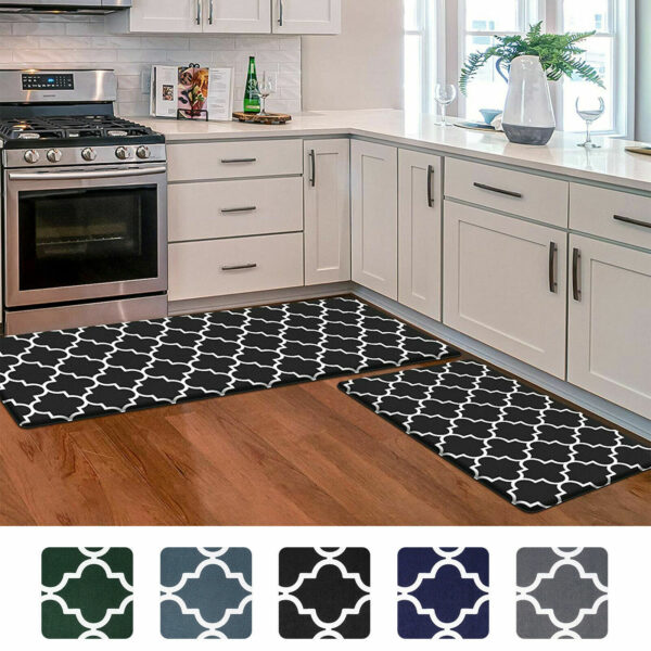 Kitchen Floor Mat Set of 2 Comfortable Kitchen Rug Water Oil Absorbent Standing 2