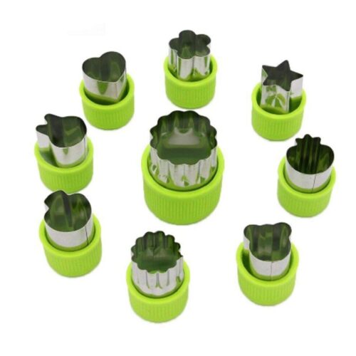 9 Pcs Stainless Steel Fruit Vegetable Cutter Shapes Set-Mini Cookie Slicer Mold