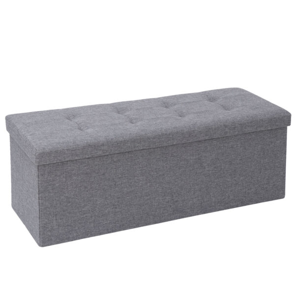 Folding Storage Ottoman Bench Chest Footrest Stool w/ Padded Seat 1