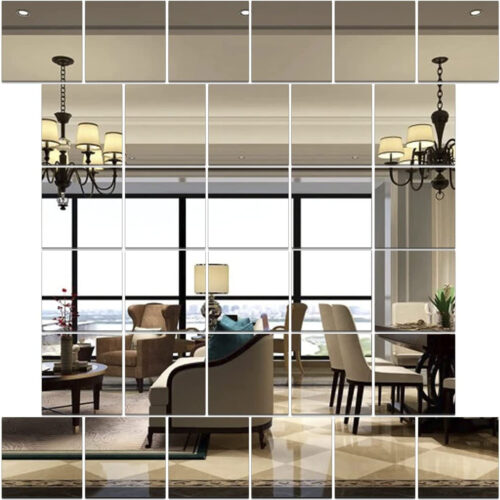 s-l1600 (21) 32Pcs Adhesive Flexible Mirror Plastic Sheet Acrylic Tiles for Wall Decor 6 x 6"