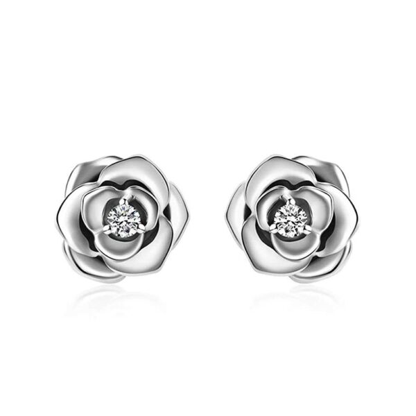 Sterling Silver CZ Stone Flower Stud Earrings Jewelry Gift For Women 1
