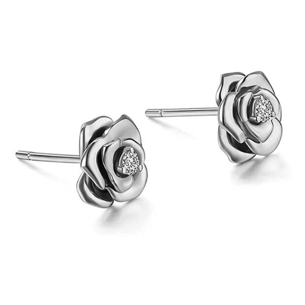 Sterling Silver CZ Stone Flower Stud Earrings Jewelry Gift For Women 2