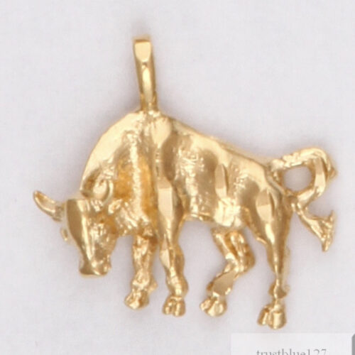 s-l1600 (23) Taurus the Bull Zodiac Charm Pendant 24k Yellow Gold Plated Astrological Sign