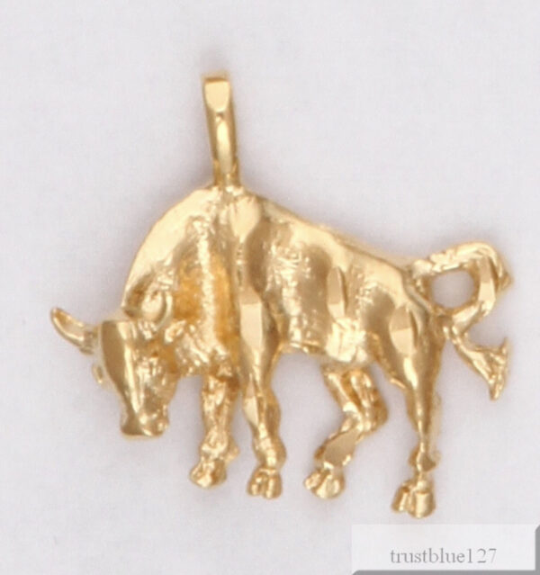 Taurus the Bull Zodiac Charm Pendant 24k Yellow Gold Plated Astrological Sign 1