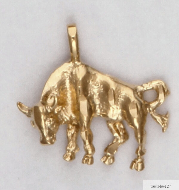 Taurus the Bull Zodiac Charm Pendant 24k Yellow Gold Plated Astrological Sign 2