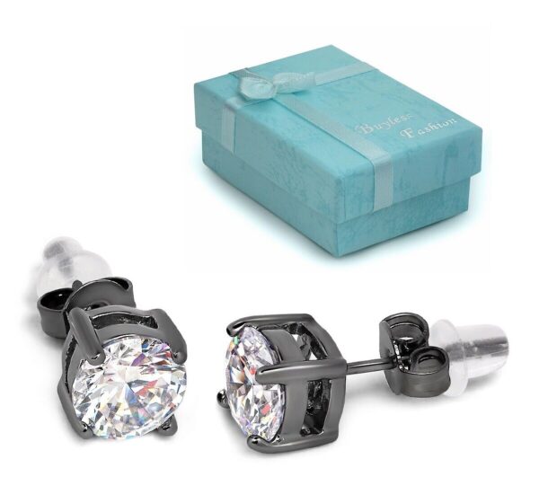 Girls Stud Earrings Round Crystal CZ Surgical Steel In Gift Box 2