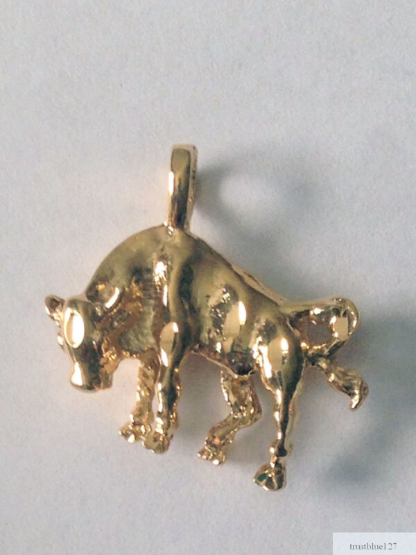 Taurus the Bull Zodiac Charm Pendant 24k Yellow Gold Plated Astrological Sign 3
