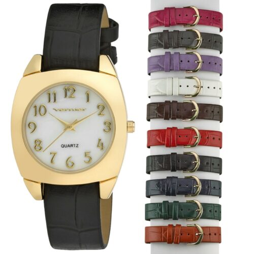 Vernier Women's 10 Strap Interchangeable Mother of Pearl Face Watch Set