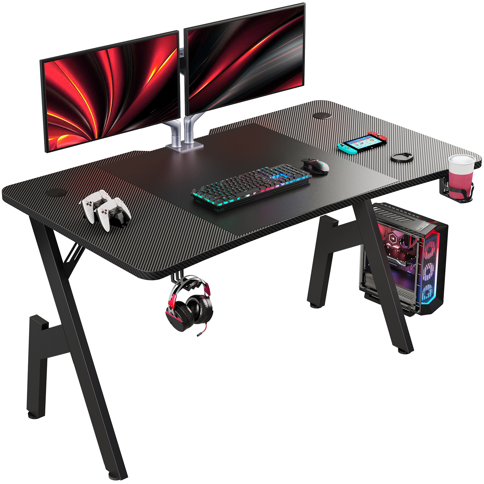 HLDIRECT 47/55Inch Gaming Desk Gamer Gaming Table Computer Desk PC Workstation