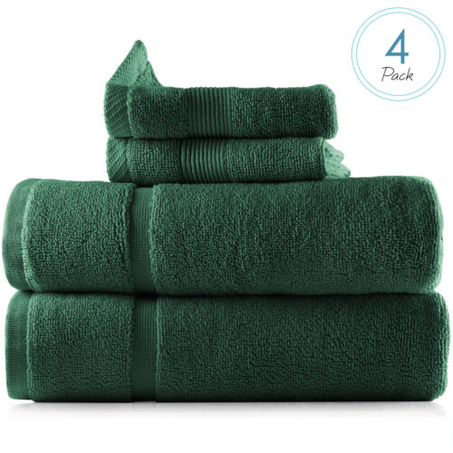 s-l1600 (3) 4Pc Bath Mat & Washcloths Set 600 GSM 100% Cotton 2 Bathroom Rugs & 2 Washcloths