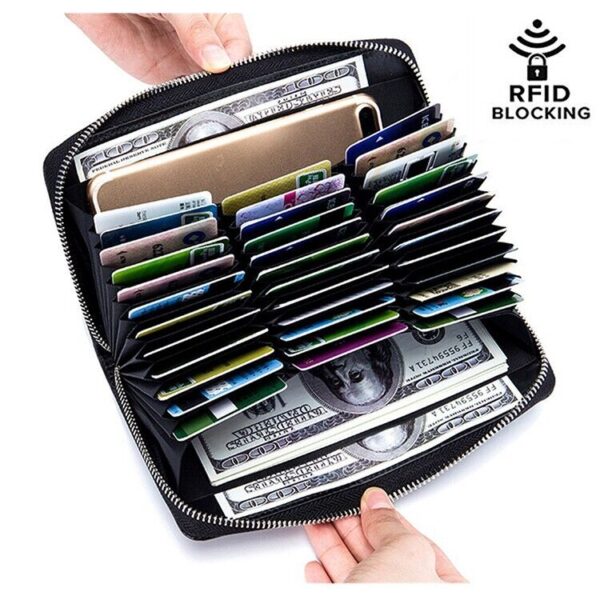 Men's Women's RFID Blocking Leather Credit ID Card Holder Capacity Wallet Clutch