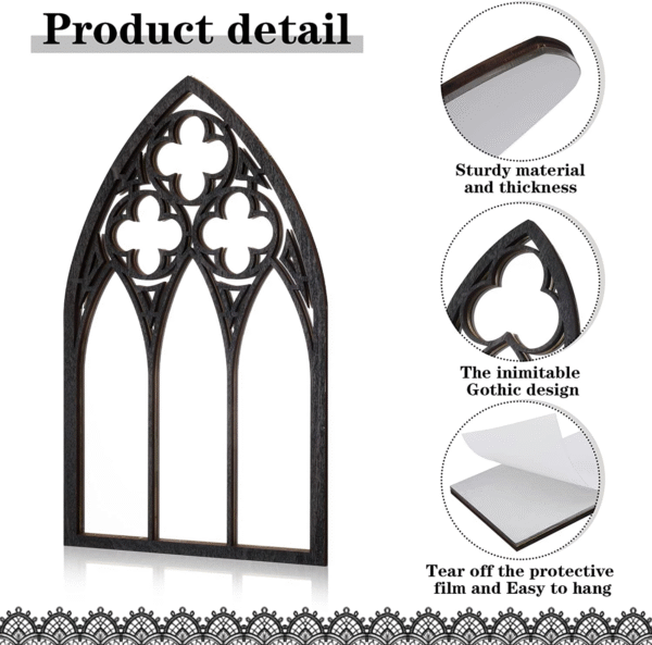 3 Pack Gothic Mirrors Wall Decor, Cathedral Arch Frame Tiny Mirror Goth Room 3