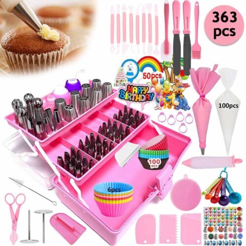 363pcs/Set Cake Decorating Supplies Kit DIY Russian Icing Tips Bags Baking Tools