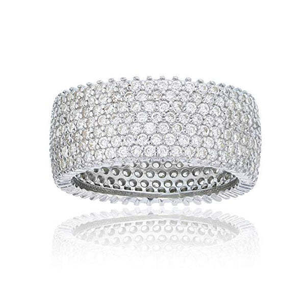 Women's 925 Solid Sterling Silver CZ Pave 10mm Eternity Band Ring Size 8" 1