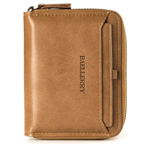 Men's Leather Bifold Credit ID Card Holder Wallet with Zipper Coin Pocket Purse