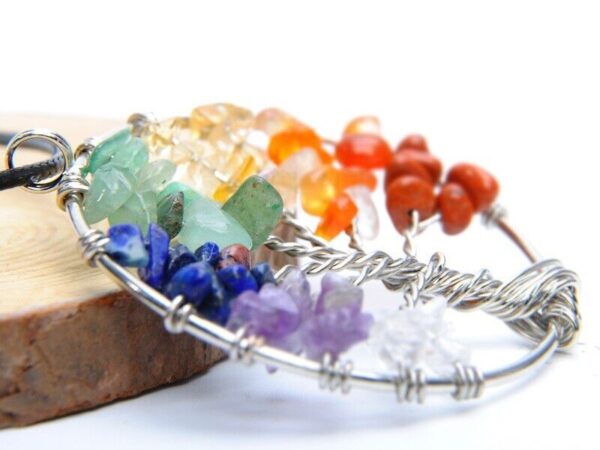 Tree of Life Pendant Necklace 7 Chakra Natural Gemstone Crystal Stones Healing 2