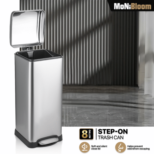 s-l1600 Stainless Steel Step On Trash Can Kitchen Garbage Bin Bathroom 8 Gallon Dustbin