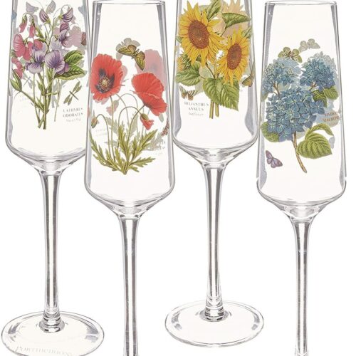 s-l1600 (34) Portmeirion Botanic Garden Set of 4 Champagne Flutes, Glass, 8 oz