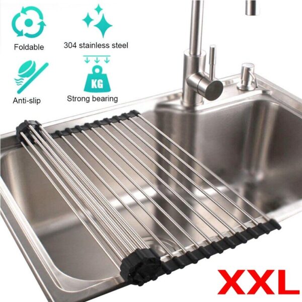 Over the Sink Multipurpose Roll-Up Dish Drying Rack Pan Bottle Food Drainer Mat 1