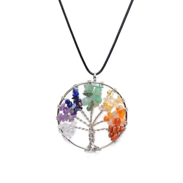 Tree of Life Pendant Necklace 7 Chakra Natural Gemstone Crystal Stones Healing 3