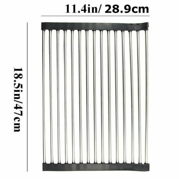 Over the Sink Multipurpose Roll-Up Dish Drying Rack Pan Bottle Food Drainer Mat 3
