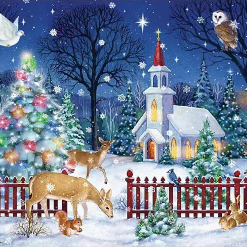 Christmas Diamond Painting Kits for Adults Beginners, Winter Snow Scene Church 5