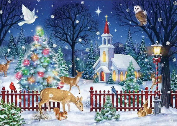 Christmas Diamond Painting Kits for Adults Beginners, Winter Snow Scene Church 5 1