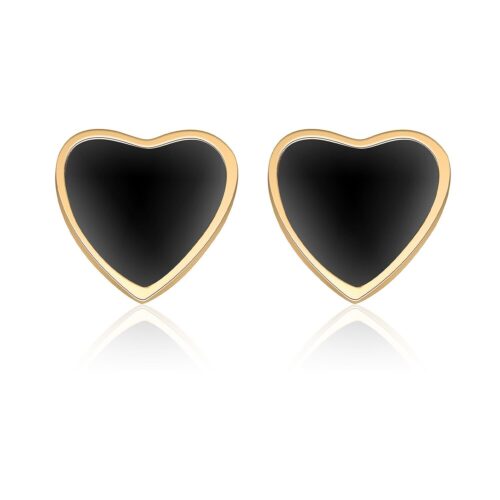 s-l1600 (38) Buyless Fashion Womens 14K Plated Heart Earrings Sterling Silver Black Stud
