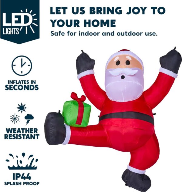 6 FT Tall Christmas Inflatable Climbing Santa w/ Gift Box Blow Up Hanging Santa 3
