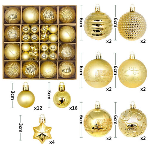 s-l1600 (4) 44Pcs Mixed Christmas Balls Baubles Xmas Tree Ornament Home Hanging Decoration