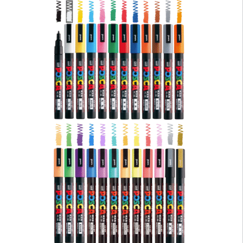 Posca Paint Pens Markers Fine Point Set PC-3M | 24 Color Set