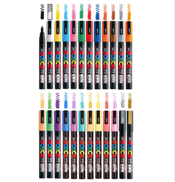 Posca Paint Pens Markers Fine Point Set PC-3M | 24 Color Set 1