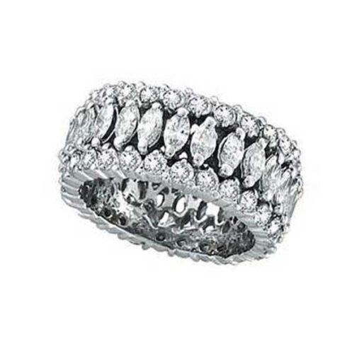 Sterling Silver 925 Plated Women's CZ Princess Cut Eternity Wedding Band Ring 8"