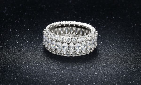 Sterling Silver 925 Plated Women's CZ Princess Cut Eternity Wedding Band Ring 8" 2