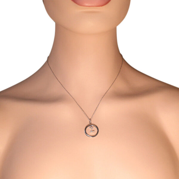 925 Sterling Silver Clear CZ Circle Letter Initial Pendant Necklace, 18" - Z 3