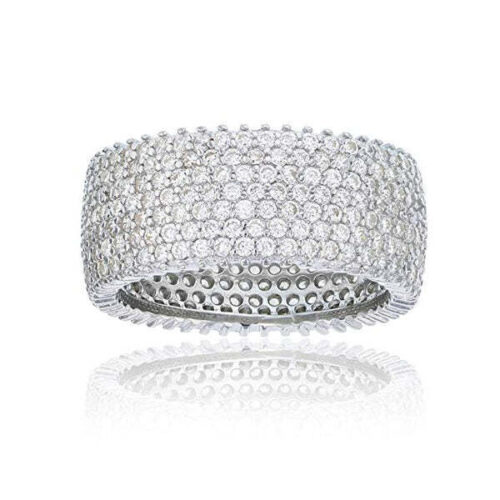 s-l1600 (49) Women's 925 Solid Sterling Silver CZ Pave 10mm Eternity Band Ring Sizes 10