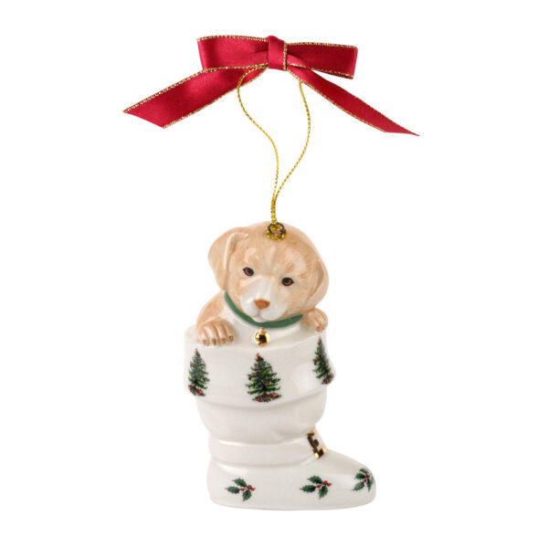 Spode Christmas Tree Collection Puppy in Boot Ornament 3.5 Inch