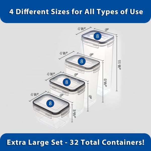 32 Pack Kitchen Plastic Food Containers with Airtight Lids Leak Proof & Freezer 2