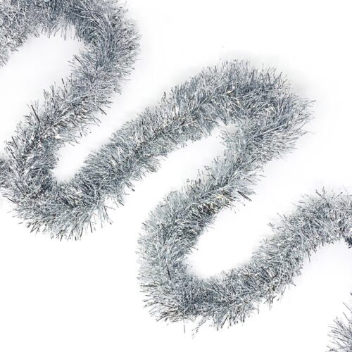 50 Feet Christmas Tree Foil Tinsel Garland Decoration For Holiday Gifts Silver