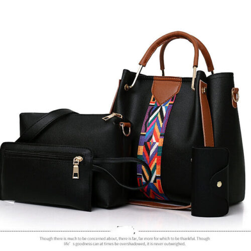 s-l1600 (52) 4Pcs/Set Women Lady Leather Handbags Messenger Shoulder Bags Tote Satchel Purse