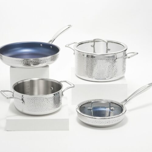 s-l1600 (54) Blue Jean Chef 6-Pc Tri-Ply Hammered Stainless Steel Cookware Set