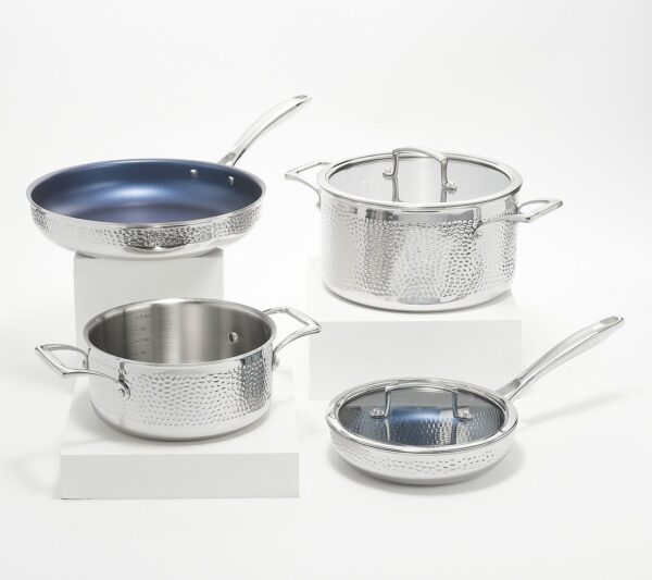Blue Jean Chef 6-Pc Tri-Ply Hammered Stainless Steel Cookware Set 1