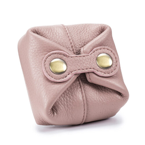 Cowhide Leather Coin Purse Small Snap Pouch Wallet Bag Change Purse Ladies Gifts Pink