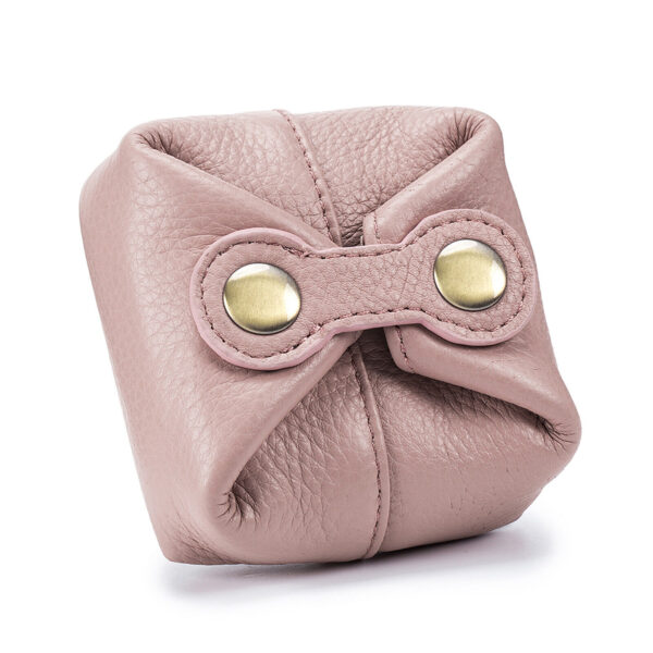 Cowhide Leather Coin Purse Small Snap Pouch Wallet Bag Change Purse Ladies Gifts Pink 1
